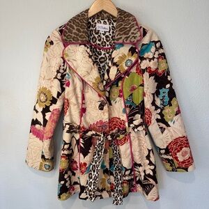 3Sisters Women's Floral Jacket with Leopard Accents